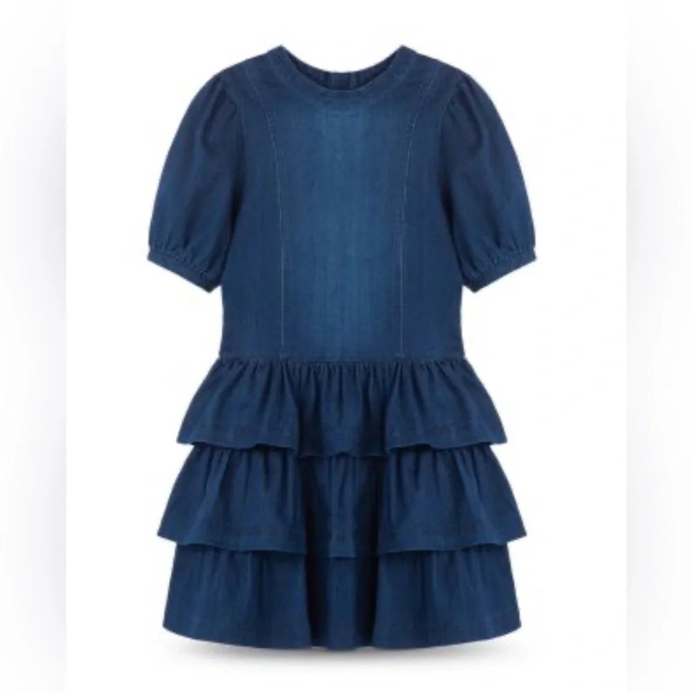 Habitual Kids Denim Drop Waist Ruffle Tiered Dress Size 10